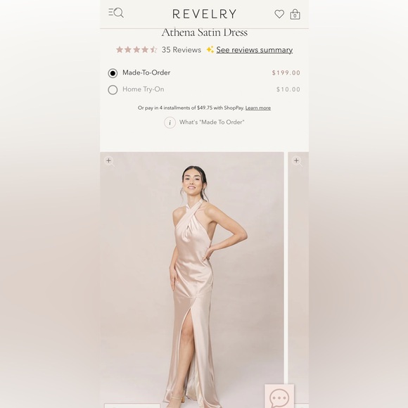 Revelry Bridesmaids Dress - Athena Satin Dress, Soft Champagne - Picture 2 of 5